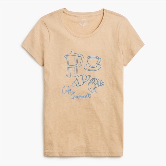 J. CREW Artist Series Graphic Tee with Blue Cafe Design - Picture 3 of 10